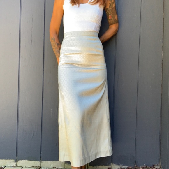 Silver tiny floral midi skirt from India - Picture 1 of 7